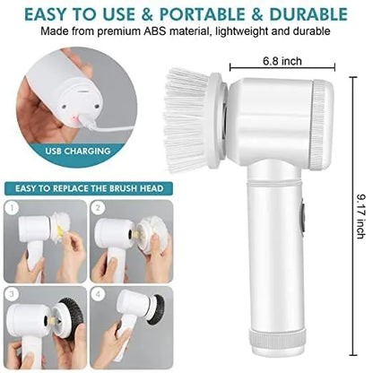5-In-1 Handheld Electric Cleaning Brush - Household Accessory Designed For Surface Cleaning And Daily Maintenance Routine